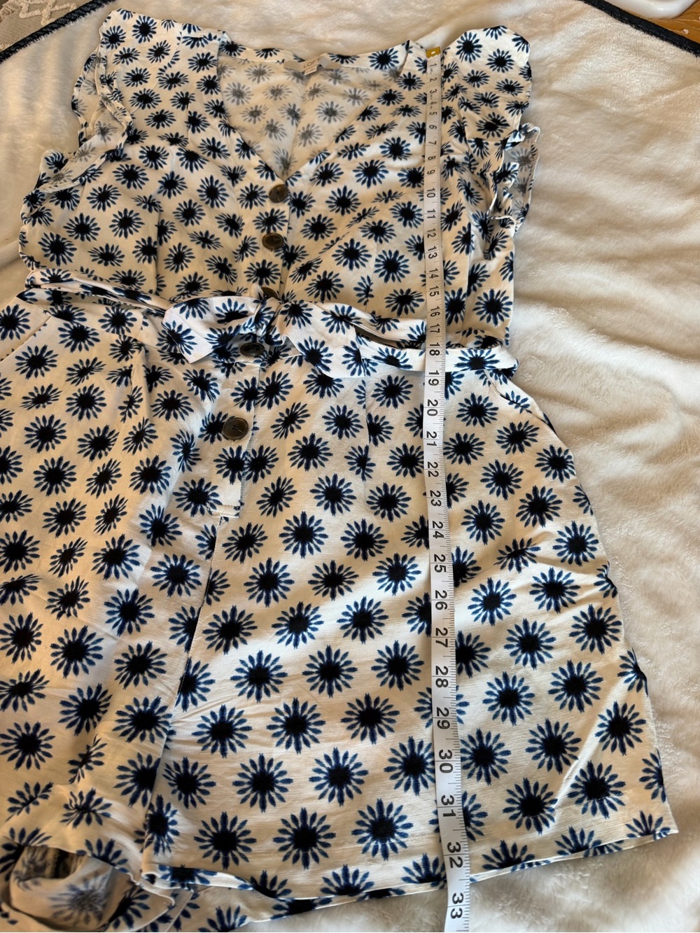 LOFT White Dress with Navy Floral Burst Print - Picture 9 of 12